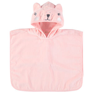 Poncho de baño rose motif chien à capuche brodée  