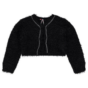 Chaqueta corta de punto de bolas efecto brillo con estrás 