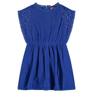 Vestido sin mangas de crespón y encaje 