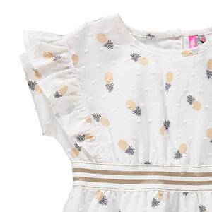 Vestido de manga corta con volantes y estampado de piñas 
