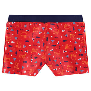 Bóxer de baño con estampado de barcos y peces all over 