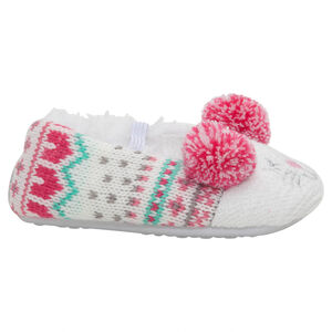 Zapatillas de punto con forro de borreguillo y pompones 