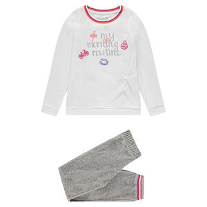 Júnior - Pijama de terciopelo con inscripción estampada y bordados  Main Júnior - Pijama de terciopelo con inscripción estampada y bordados