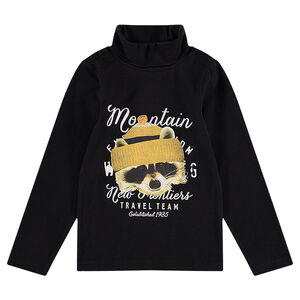 Camiseta interior con cuello vuelto de punto con dibujo estampado en la parte delantera 
