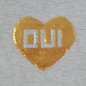 Jersey de punto gris jaspeado con corazón de lentejuelas mágicas  Main Jersey de punto gris jaspeado con corazón de lentejuelas mágicas