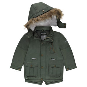 Parka de sarga con capucha desmontable forrada de sherpa 