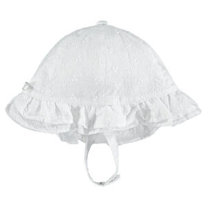 Capota en bordado inglés con tiras que se abrochan mediante automáticos 