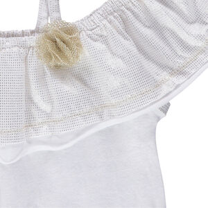 Camiseta de tirantes finos con volante de efecto brillante 