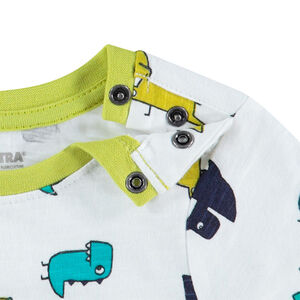 Camiseta de manga larga de punto slub con dinosaurios estampados all over 