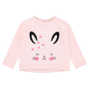 Sudadera de felpa con texto conejo estampado y detalles brillantes  Main Sudadera de felpa con texto conejo estampado y detalles brillantes