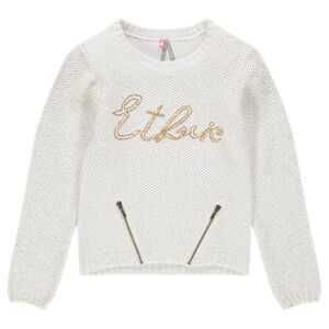 Junior - Pull en tricot pailleté avec sequins et zips fantaisie 