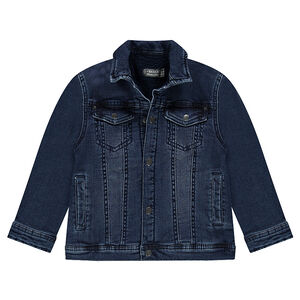 Junior - Veste en jeans effet used doublée sherpa 