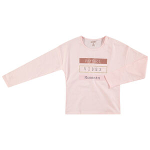 Júnior - Camiseta de manga larga lisa con mensaje estampado  Main Júnior - Camiseta de manga larga lisa con mensaje estampado