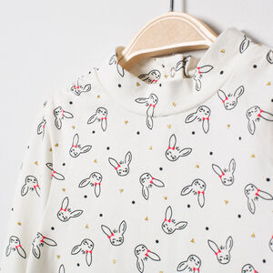 Sous-pull col cheminée en coton à lapins imprimés all-over 