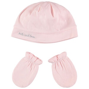 Set de gorro y manoplas de algodón ecológico con bordados  Main Set de gorro y manoplas de algodón ecológico con bordados