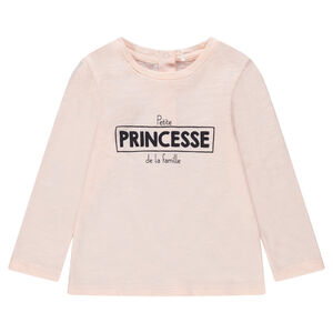 Camiseta de punto de manga larga con mensaje estampado 