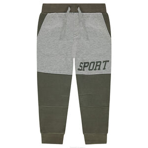 Pantalón deportivo de felpa bicolor con texto estampado  