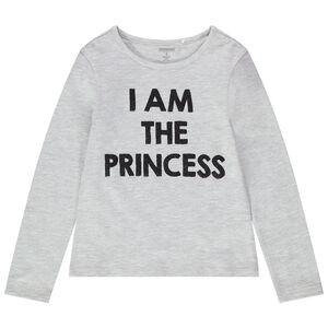 Camiseta de manga larga de punto con mensaje brillante estampado  Main Camiseta de manga larga de punto con mensaje brillante estampado