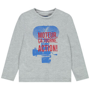 T-shirt manches longues en coton bio à motif fantaisie 