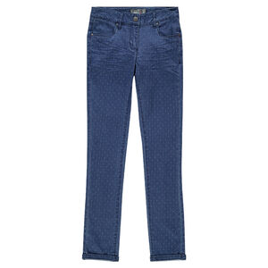 Junior - Jeans slim jacquard fantaisie à pois  Main Junior - Jeans slim jacquard fantaisie à pois