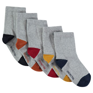 Juego de 5 pares de calcetines variados con puntera y talón en contraste 