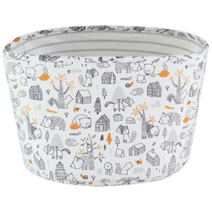 Cesta de popelina con estampado de animales del bosque. 