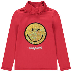Sous-pull en coton bio à col roulé avec Smiley en sequins magiques  Main Sous-pull en coton bio à col roulé avec Smiley en sequins magiques