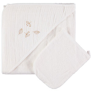 Conjunto de baño de rizo con capa con capucha  y guante estampado bordados 