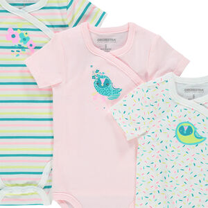 Body de manga corta de algodón con dibujos y estampados que contrastan 