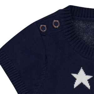 Vestido de manga corta de punto con estrellas y rayas doradas  Main Vestido de manga corta de punto con estrellas y rayas doradas