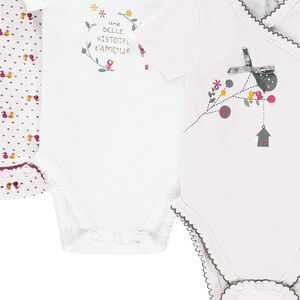 Pack de 3 bodies de algodón de manga corta con dibujos de fantasía 