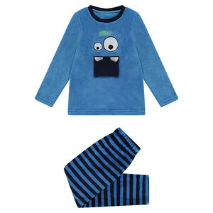 Pijama de borreguillo con monstruo cosido en la parte delantera 