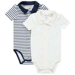 Lot de 2 bodies manches courtes uni/rayé 