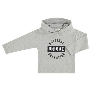Camiseta de manga larga con capucha y texto estampado con lentejuelas mágicas 