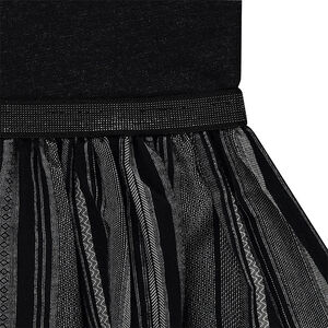 Vestido de manga corta bimaterial con corazones de lentejuelas mágicas 