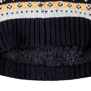 Gorro de punto con forro de borreguillo y dibujo de jacquard de fantasía 