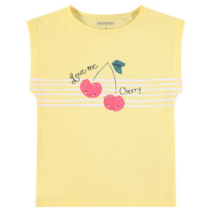 Camiseta de manga corta de punto y estampado de fantasía 