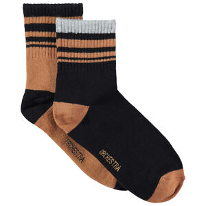 Juego de 2 pares de calcetines con rayas en contraste de jacquard 