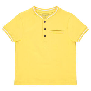 Polo de manga corta de algodón con detalles acanalados 