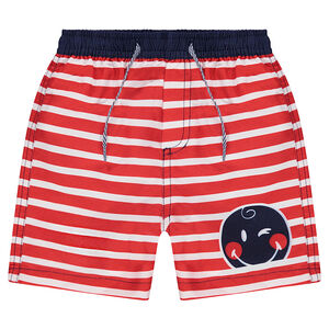 Bóxer de baño con rayas all over y ©Smiley estampado 