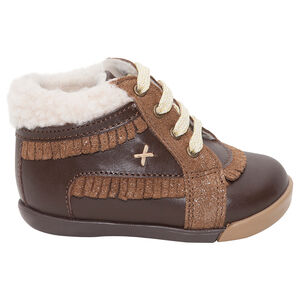 Botines de cuero forrados con flecos brillantes   Main Botines de cuero forrados con flecos brillantes