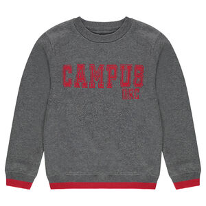 Júnior - Jersey de punto gris jaspeado con mensaje estampado por delante 