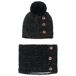 Conjunto de gorro y bufanda de punto forrados de sherpa niña. 