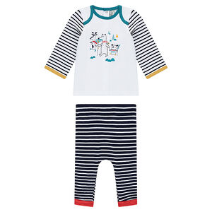 Conjunto de camiseta y pantalón con animales estampados 