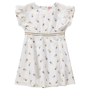 Vestido de manga corta con volantes y estampado de piñas 