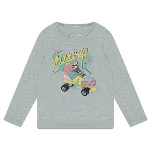 Camiseta de punto de manga larga con patín estampado 