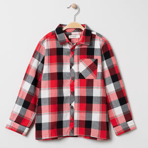 Chemise manches longues à carreaux et poche 
