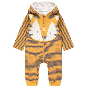 Mono largo de punto de rayas con tigre estampado 