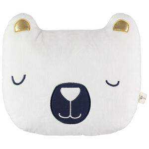 Cojín con forma de oso, detalles bordados y toques dorados 