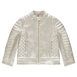 Chaqueta de piel de imitación con efecto nacarado 